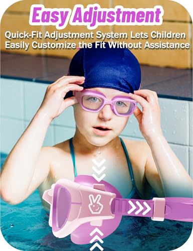 Vvinca Kids Swim Goggles, Swimming Goggles for Kids 3-14 Anti-Fog UV Protection No Leak Pool Glasses for Boys Girls - color: 13- Pink & Purple