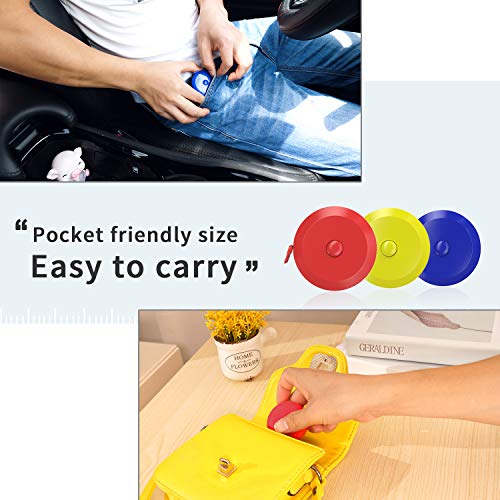 DiCUNO 3-Pack Soft Retractable Measuring Tape, 60-Inch 1.5 Meter, 3 Colors - color: 3 Colors (Red/Blue/Yellow)