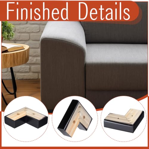 Geelin 4 Pack Wooden Furniture Risers 1 Inch High L‑Shaped Bed Risers with Metal Screws and Anti-Slip Pads Furniture Legs Couch Legs Replacement Sofa Feet for Coffee Table Bed Dresser (Black) - color: Black, size: 1 Inch