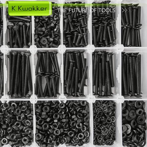 2540Pcs M3 Screw Kit 4MM to 35MM, M3 Socket Head Screws & Flat Head Screws, Upgraded Zinc Plated Assorted Nuts and Bolts Assortment Kit Black M3 Screws with Nuts, Washer and Lock Washers - size: G. M3