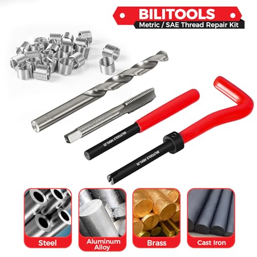 BILITOOLS M9x1.25 Helicoil Thread Repair Kit Metric, HSS Drill Heli Coil Repair Kit - size: M9 x 1.25, style: Metric
