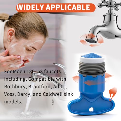 Faucet Aerator Replacement Set Compatible with Moen 180158 Faucet 18.5MM | 2 Pack Aerators Compatible with Rothbury Brantford Adler Voss Darcy Caldwell Kitchen Bathroom Sink with Key Removal Wrench