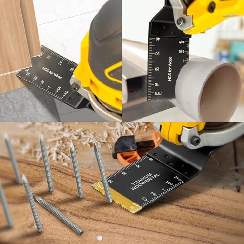 AIFICUT 55 PCS Oscillating Saw Blades Quick Release Universal oscillating Tool Blades Wood Plastics and Metal Multitool Blade Kits for Wood fit Dewalt Rockwell Milwaukee Makita Ryobi