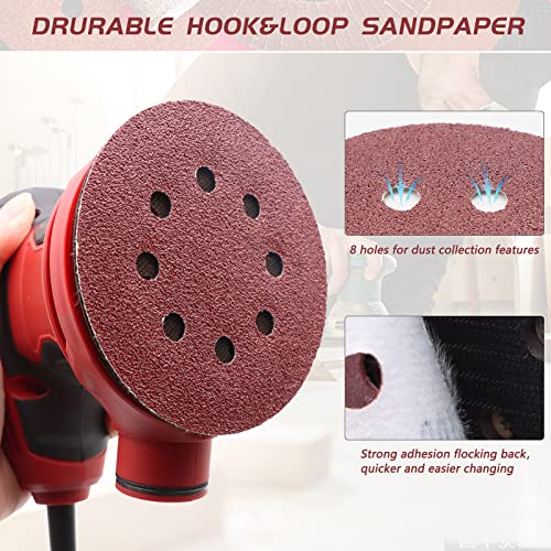 ZEHIQ 5 Inch 150 Grit Sanding Discs, 8 Hole Hook and Loop Sandpaper, 50 PCS