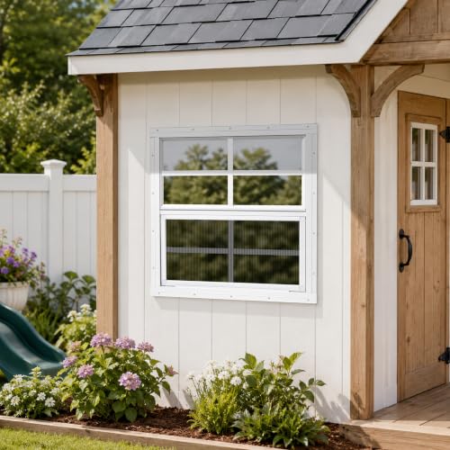 2 Pack Shed Windows, Chicken Coop Windows, 30" x 30" White - color: White, size: 30" x 30"