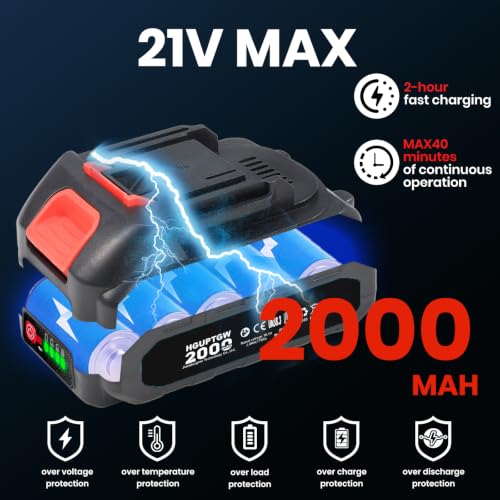 Mini Chainsaw Battery, 21V 2000mAh Lithium Battery with Charger Adapter - size: 2000mAh