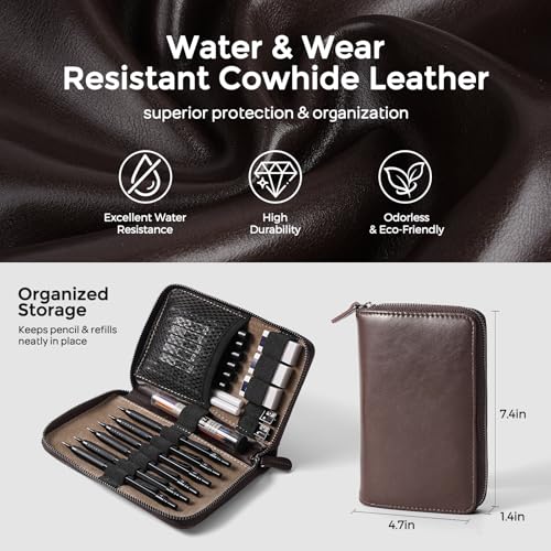 Nicpro 30PCS Black Metal Mechanical Pencil Set in Leather Case - color: Black