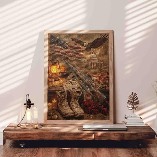 America Flag Jigsaw Puzzles 1000 Pieces for Adults, Families(Bald Eagle,Patriotic,Gun,4th of July) Pieces Fit Together Perfectly 19.7''x27.6''inch Frameable Rustic Puzzle Art - color: American Flag-24