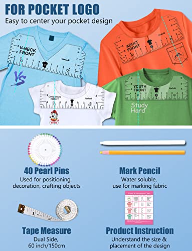 Vowlove T-Shirt Alignment Ruler for Shirt Measurement and Design Placement - color: 02 Transparent