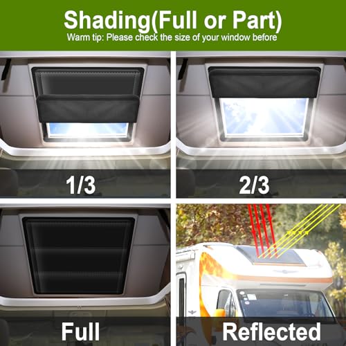 RV Skylight Cover, Magnetic Vent Cover for Roof16 ¼ (L) x 16 ¼" (W), RV Window Blackout with UV Protection and Foldable Magnet Design, Waterproof Fabric, Reflective - color: Black, size: 1 Pack (16.25"L x 16.25"W)