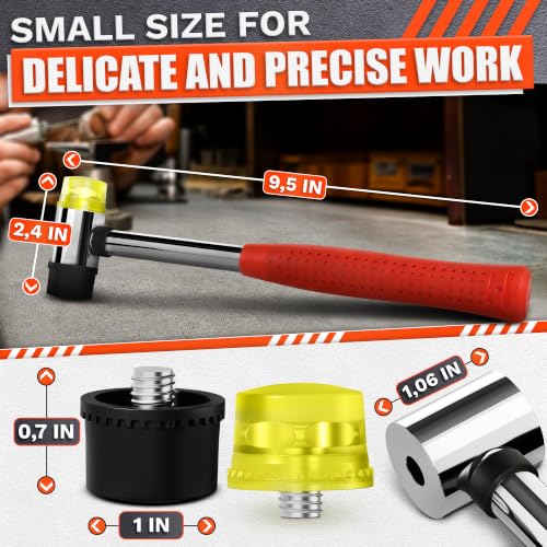 Small Red Rubber Mallet Hammer 1", 25mm Double Faced Non Marring Head - color: Red
