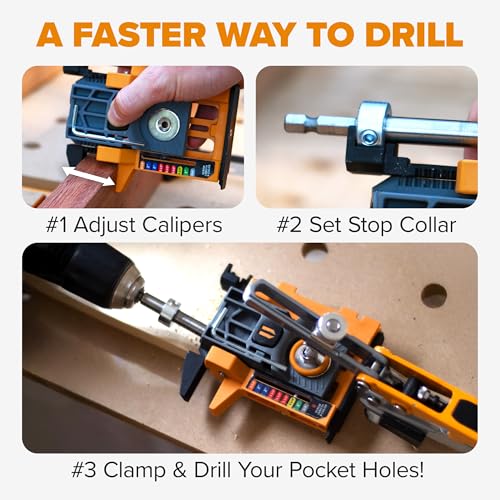 BORA Automatic Pocket Hole Jig Kit with 3in Face Clamp 50pc Screws - size: Mini Jig w/ Clamp