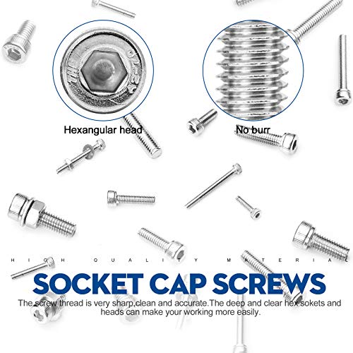 NINDEJIN 880Pcs Screw Nuts and Bolts Assortment Kit, M2 M3 M4 M5 Metric Bolts and Nuts and Washers Set, 304 Stainless Steel Precise Hex Socket Head Cap Machine Screws Set with Allen Wrenches - size: M2 M3 M4 M5 880