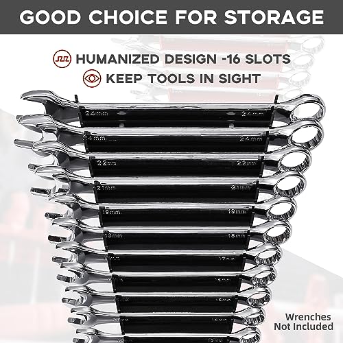 Reniteco Plastic Wrench Organizer, Premium High-density Wrench Holder, Large Wrench Racks for Wall and Tool Box, 64 Slots Fit SAE&Metric Wrench Tray(2Red2Black) - color: Red&black, size: 4PC