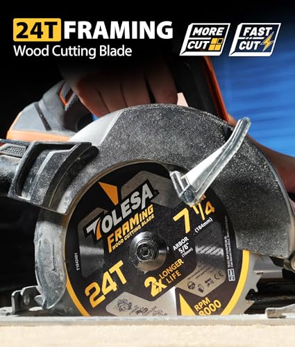 TOLESA 7-1/4 Circular Saw Blades, 24T Framing for Woodworking, 3-Pack - size: 7-1/4'', style: 24T