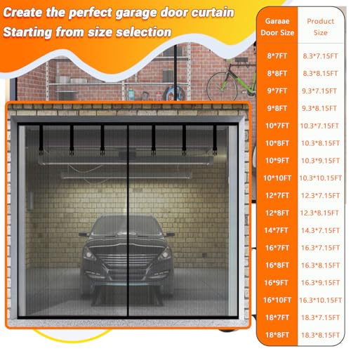 Garage Door Screen 2 Car 12x7FT Garage Screen Door，Upgraded PET Mesh with Retractable Magnetic Screen Garage and Heavy Duty Bottom for Easy Assembly and Pass, Hands-Free Screen Door - size: Size: 12x7FT - Fits Garage Door Size: 12x7FT