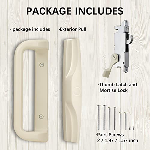House Guard Sliding Patio Door Handle Set, Mortise Lock, 3-15/16", Beige - color: Beige Color