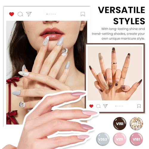 VANREESA Gel Nail Polish Kit with U V Light 53 Pcs Gel Polish Nail Set 36 Popular Colors Nail Polish Set with Base Coat 4 Effects Top Coat with Manicure Tools Complete Nail Kit Gifts for Women Girls - color: Elegant Rhythm