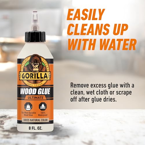 Gorilla Ultimate Waterproof Wood Glue, Natural Color, 8 oz - size: 8oz, style: 1 Pack Bottle