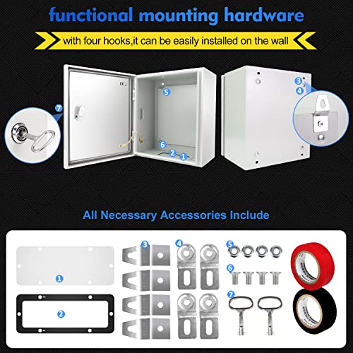 TOCRETOARE Outdoor Electrical Junction Box, 12 x 12 x8'' NEMA 4X Enclosure Box, Wall Mounted IP66 Waterproof & Dustproof Lockable Metal Junction Box - size: 12"x12"x8"