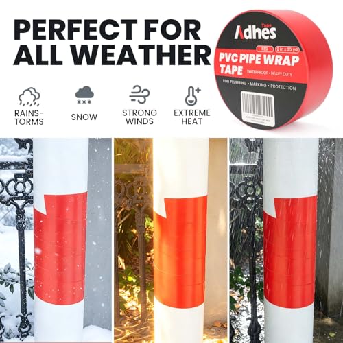 ADHES PVC Pipe Wrap Tape, 2 Inch X 35 Yds, Corrosion Protection Pipe Tape - color: Red