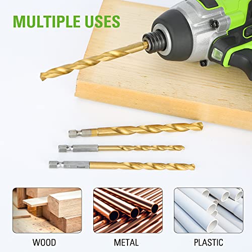 Greenworks 22 PC Titanium Twist Drill Bit Set, 135° Tip High Speed Steel, Ideal Drilling in Wood/Cast Iron/Aluminum Alloy/Plastic/Fiberglass - size: Tool Only(22-Piece Accessories)