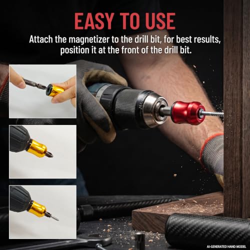 Magnetic Screw Holder, 3 Pack Bit Magnetizer Rings for 1/4 Inch Hex Bits, Removable Magnetic Drill Bit Holder for Overhead, Tight-Space and DIY Work