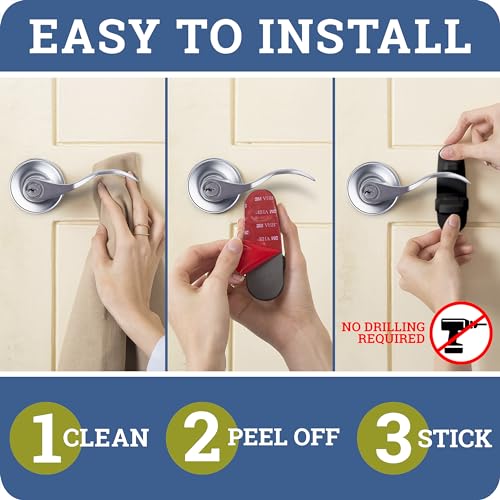 Door Lever Lock (2 Pack) Prevents Toddlers from Opening Doors. 3.25" L * 1.5" W * 4.5" H Easy One Hand Operation for Adults. Durable ABS with 3M Adhesive Backing. Simple Install, Black - color: Black
