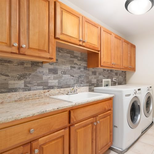 StyloVue 100 Pieces Peel and Stick Backsplash for Kitchen, 3" x 6" PVC Subway Tile Upgraded Distressed Wood Backsplash Stick on Tile Elevate Kitchen, Bathroom, Fireplace,RV - color: Distressed Wood