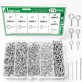 274PCS Silver Eye Screws Kit, 0# -5# Eyelet Screw for Wood - color: Silver, size: 0#-5#