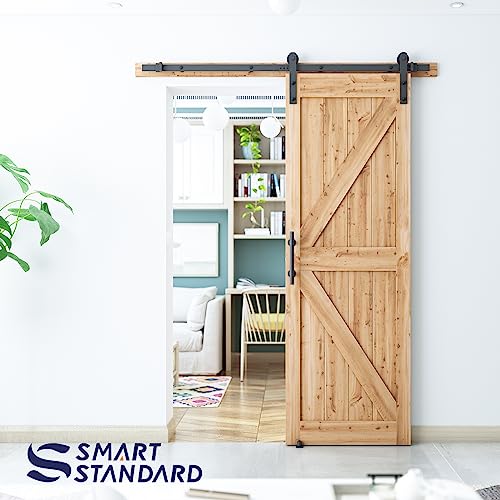 SMARTSTANDARD 5.5 FT Heavy Duty Sturdy Sliding Barn Door Hardware Kit,Black - size: 5.5 Feet