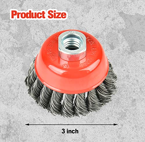 AAIN10Pack Wire Cup Brush, 3in Wire Wheel Brush for 4-1/2" Angle Grinder - size: 10 pack, style: 3 Inch Knotted Cup Brush