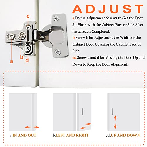 BESTEEL 24 Pack 1/2 inch Overlay Soft Close Cabinet Door Hinges for Kitchen Cabinet Hinges, 100 Degree Opening Angel, Stainless Concealed Kitchen Cabinets Hinge Self Closing with Drilling Tool &Manual - size: 24 PCS