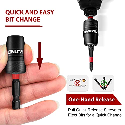 HAUTMEC Quick Release Impact Drill Bit Holder, Universal 1/4" Hex Screwdriver Bit Holder Extension, Shock Absorption & Stability, Solid Alloy Steel, One-Touch Quick Change – HT0162 - size: 1-Pack Quick Release Bit Holder