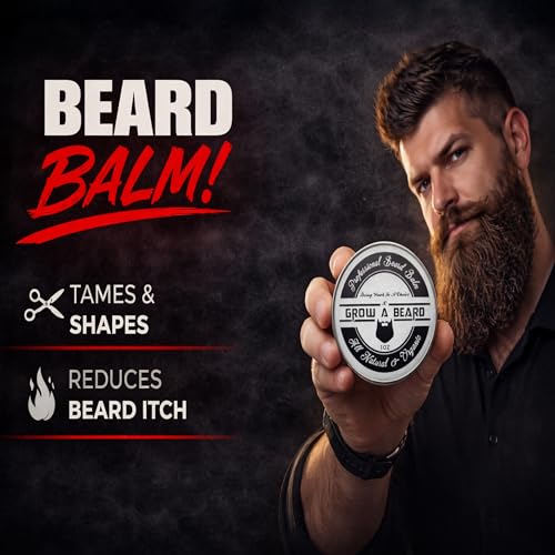 Beard Brush, Beard Comb, Beard Oil, & Beard Balm Grooming Kit for Men's Care, Travel Facial Hair Set for Growth, Styling, Shine & Softness, Great Gifts for Him, Fathers Day, Dad Gifts - color: Kit