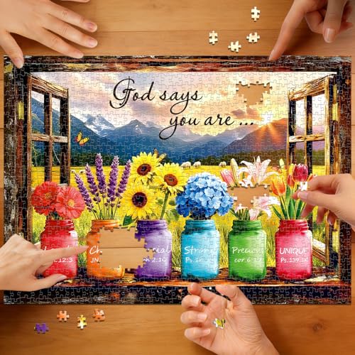 Christian Bible Puzzles for Adults 1000 Pieces, Fun Puzzles for Adults - color: God Says You Are