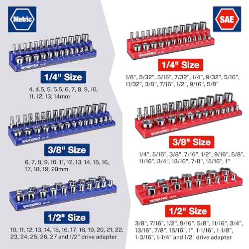 WORKPRO 8-Piece Magnetic Socket and Wrench Organizer Set