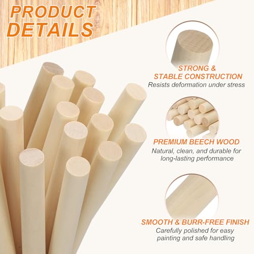 PATIKIL 1/16 x 8 Inch Wooden Dowel Rod, 110 Pcs Wood Dowels Unfinished Round Wood Sticks Hardwood Sticks for Craft DIY Projects Home Decor, Natural Color - size: 1/16 x 8 Inch