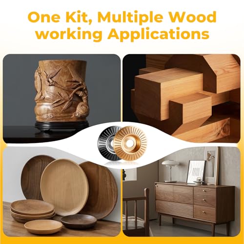 15-Piece Wood Carving Disc Kit for 4"-4.5" Angle Grinders, 5/8" Arbor, Complete Set for Shaping, Grinding & Sculpting Wood, Metal, Resin