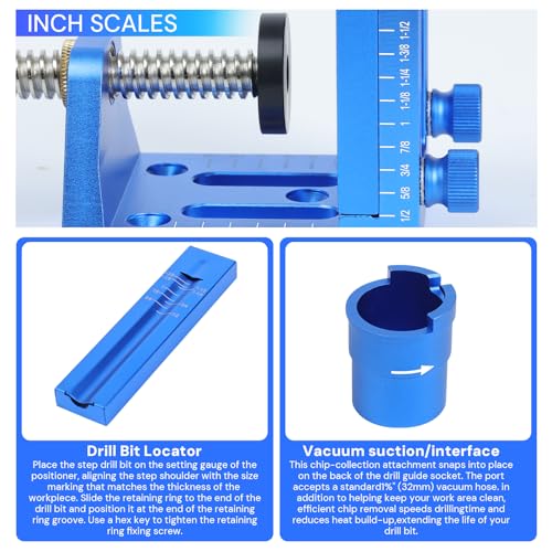 Pocket Hole Jig Kit with Adjustable Drill Guide, Stop Collars, 30PCS Screws & Plugs, Allen Wrench – Complete Woodworking Joinery System