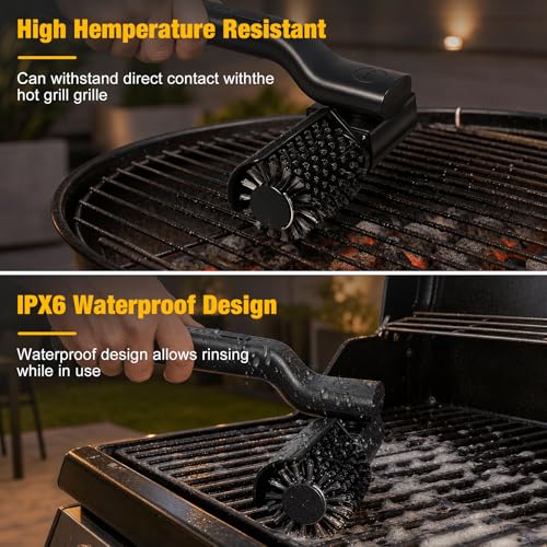 Electric Grill Brush Rechargeable BBQ Cleaning Brush with Rotating Power Scrubber Replaceable Bristle Heads Heavy Duty Grill Cleaner for Outdoor Grill Oven Grates Cast Iron