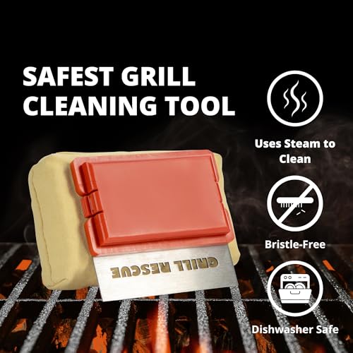 Grill Rescue BBQ Replaceable Scraper Cleaning Head, Bristle Free - Durable and Unique Scraper Tools for Cast Iron or Stainless-Steel Grates, Barbecue Cleaner (Scraper Head) - color: Scraper Head