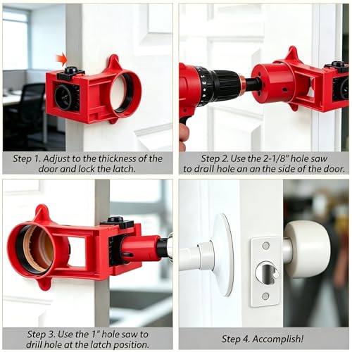 Door Lock Installation Kit and Lock Hole Saw Kit with Guide Template