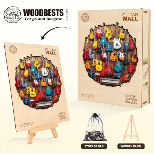 Wooden Puzzle for Adults-Guitar Wall Wood Jigsaw Puzzle-M-205 PCS - color: Guitar Wall, size: Medium