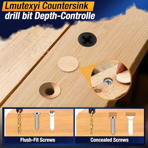 Countersink Drill Bit Set, 11pcs Titanium Coated Adjustable Depth