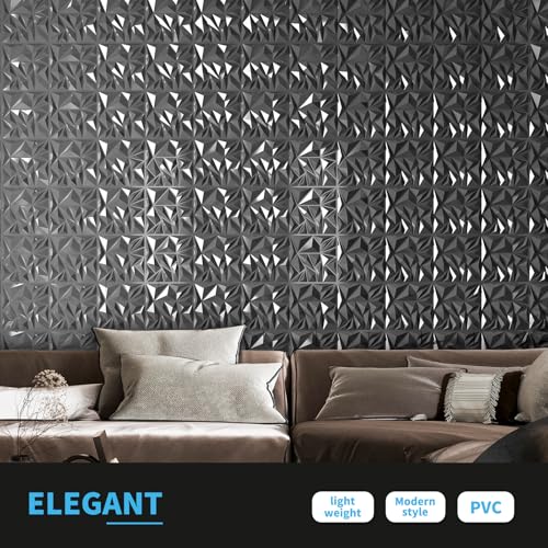 Art3d 33-Pack Modern Diamond Textured 3D Wall Panels, 12 x 12 in, Silver - color: ‎Silver, size: 12x12 Inch 33 pcs