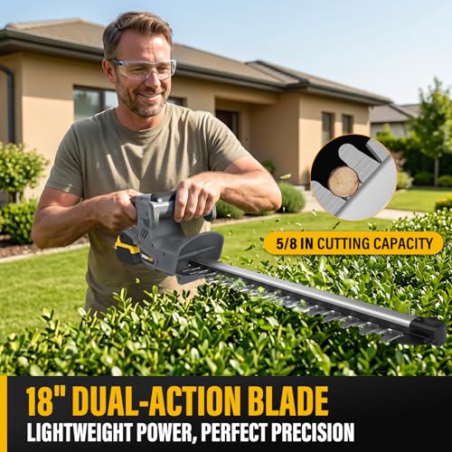 Cordless Hedge Trimmer Compatible with Dewalt 20V MAX Battery (Tool Only) - color: Black+Gray