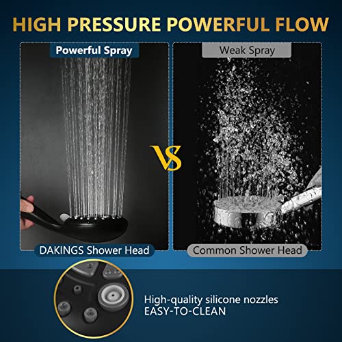 6 Spray Modes High Pressure Handheld Showerhead Set Upgraded - color: Matte Black