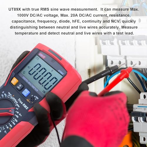 UNI-T UT89X Digital Multimeter Tester, TRMS 6000 Counts AC DC 1000V Multimetro Volt Ohm Meter Automotive Electrical Capacitance Multimeter, Measures Current Temperature NCV Resistance - style: UT89X[Temperature, Live wire test]