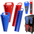 SWANLAKE 4-Pack Magnetic Wrench Organizer Toolbox Holder, 2PCS 15-Slot and 2PCS 12-Slot Wrench Organizers, SAE & Metric Ratchet Holders for Tool Box - style: 54-Slot Red&Blue